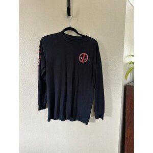 Marvel Deadpool Men's Black Long Sleeve Graphic Shirt, graphic tee, long sleeve‎